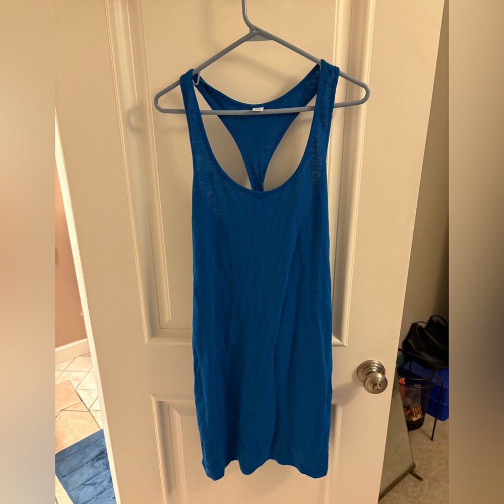 Bright blue swim suit cover up